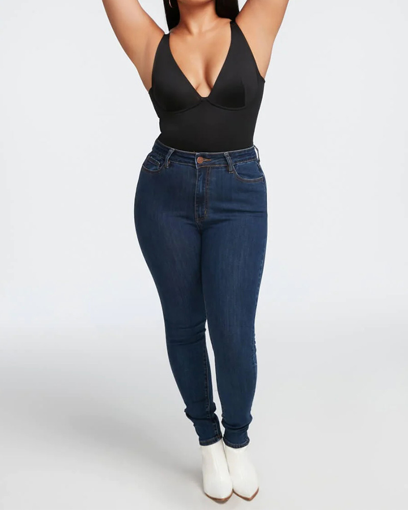 Breast-Covering And Tummy-Controlling Triangle Bodysuit