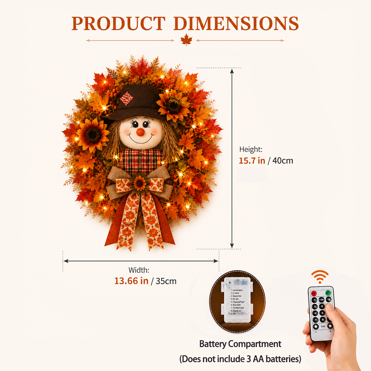 Scarecrow autumn wreath as a seasonal gift