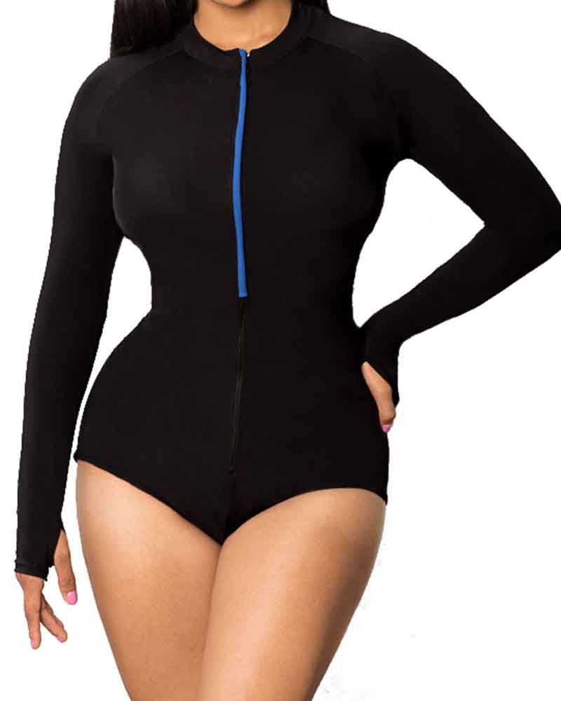 Long Sleeved Waistband Beautiful Body Triangle Jumpsuit Swimwear