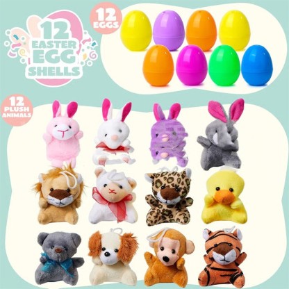 12/24/36 Pcs Prefilled Easter Eggs, Filled with Plush Animal Toys