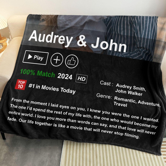 Custom LOVEFLIX Movie Photo Blanket with Your Love Story