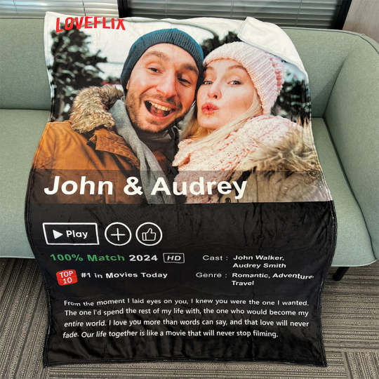 Custom LOVEFLIX Movie Photo Blanket with Your Love Story