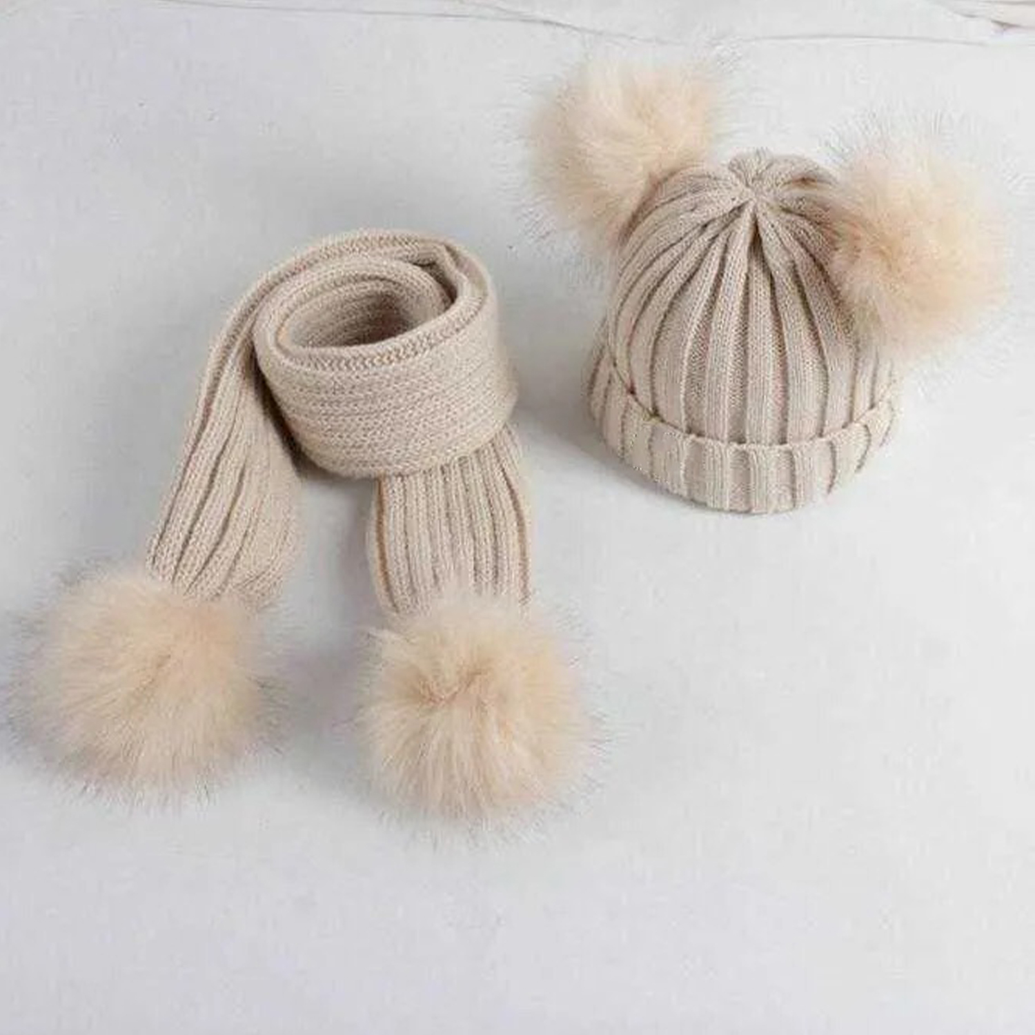 Personalized Embroidery Kid Pom Pom Hat and Scarf for Comfort & Unique | HSKid01