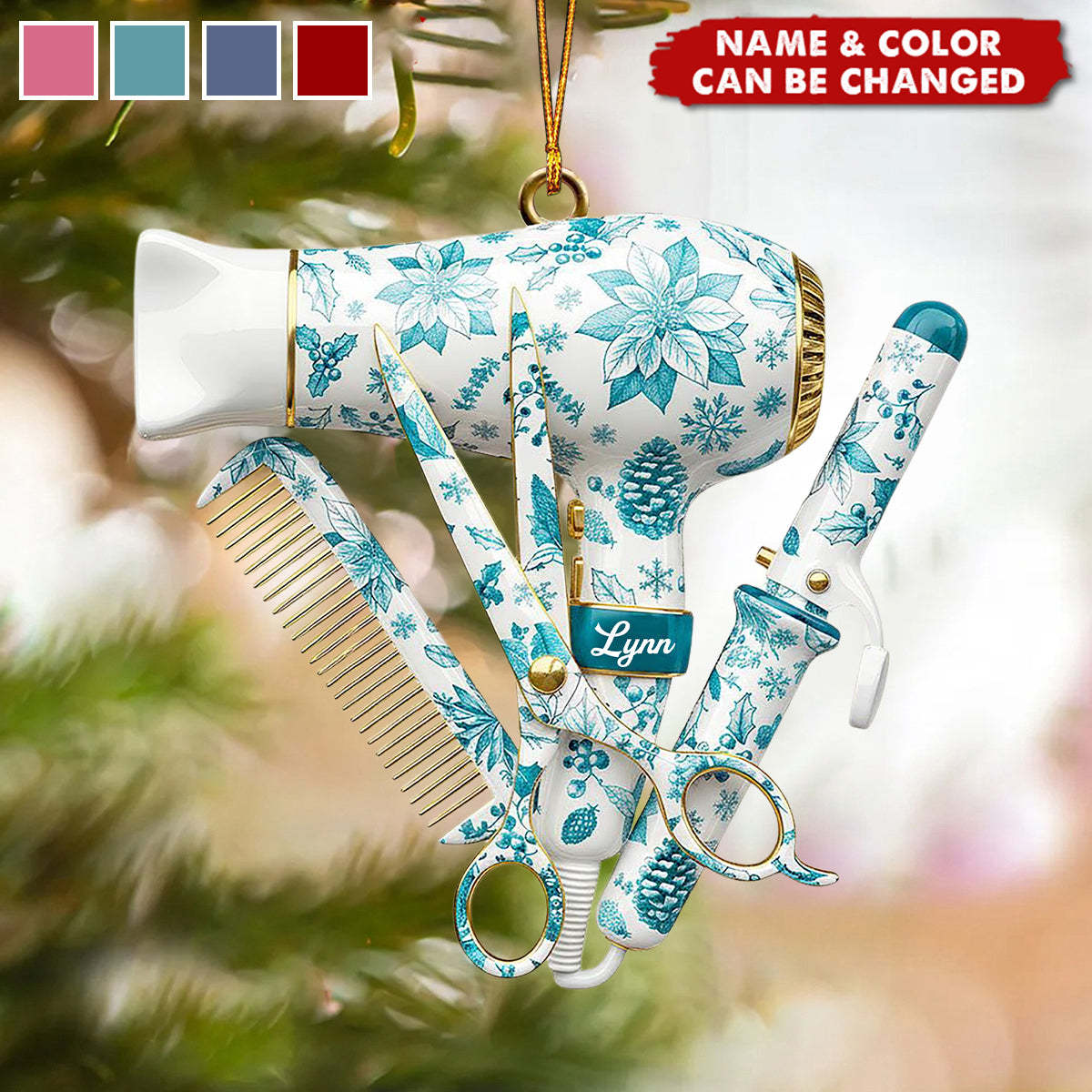 Hairstylist Toile de Jouy Ornament, Personalized Christmas Acrylic Ornament, Gift For Hairdresser, Stylist or Salon Owner