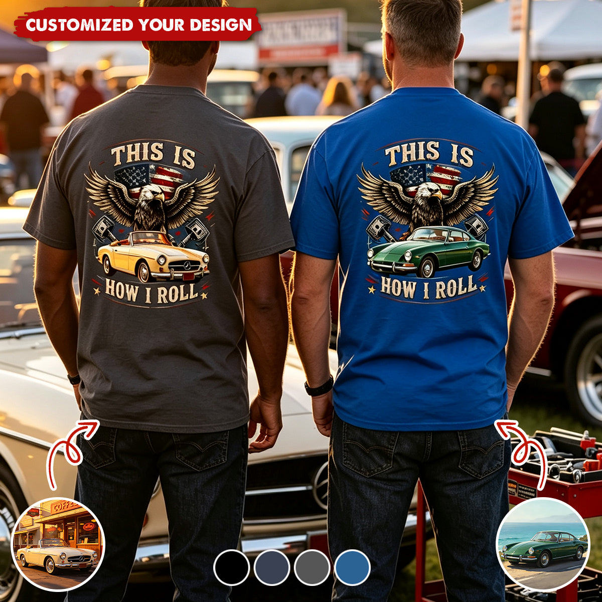 Custom Car Photo I'm Not Old I'm Classic Back Dark Shirt, Personalized Gifts For Dad, Grandpa, Family,Yourself
