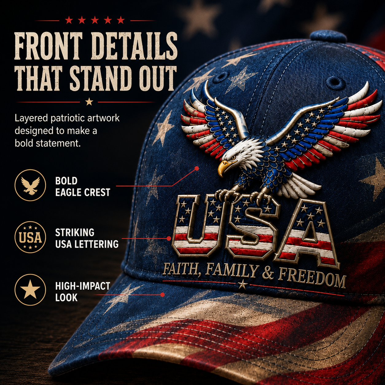 🦅Last Day 49% OFF - USA Faith, Family & Freedom Cap