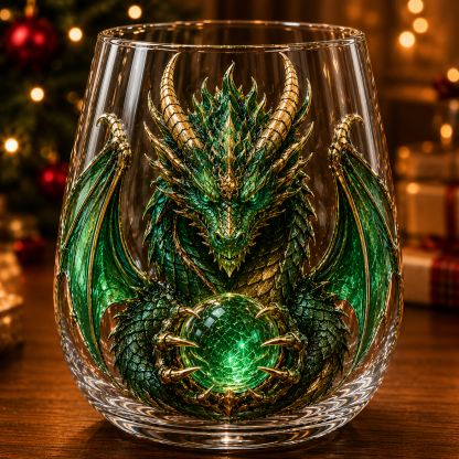 🐉✨ 3D Mythic Dragon Glass Art Cup | Luxury Raised Fantasy Glassware for Whiskey, Home Bar Décor & Legendary Gifts 🎁