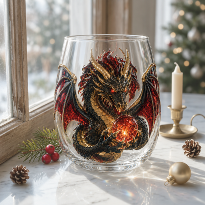 🐉✨ 3D Mythic Dragon Glass Art Cup | Luxury Raised Fantasy Glassware for Whiskey, Home Bar Décor & Legendary Gifts 🎁