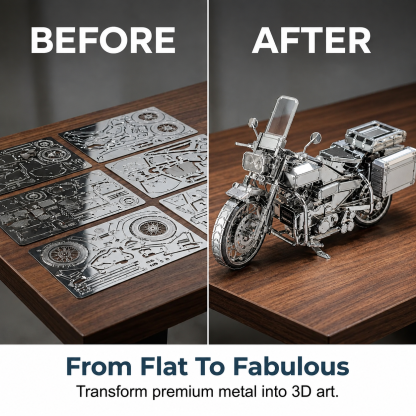 🔥Last Day 49% OFF - Silver Motorcycle 3D Metal Assembly Puzzle