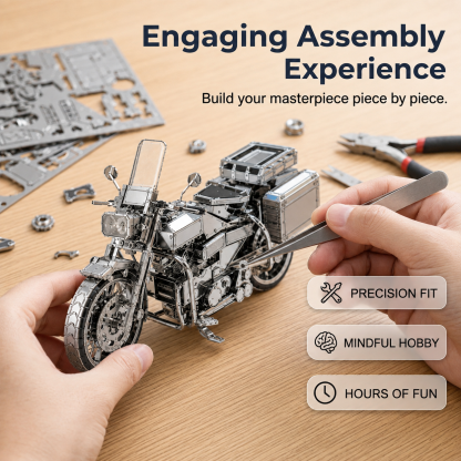🔥Last Day 49% OFF - Silver Motorcycle 3D Metal Assembly Puzzle