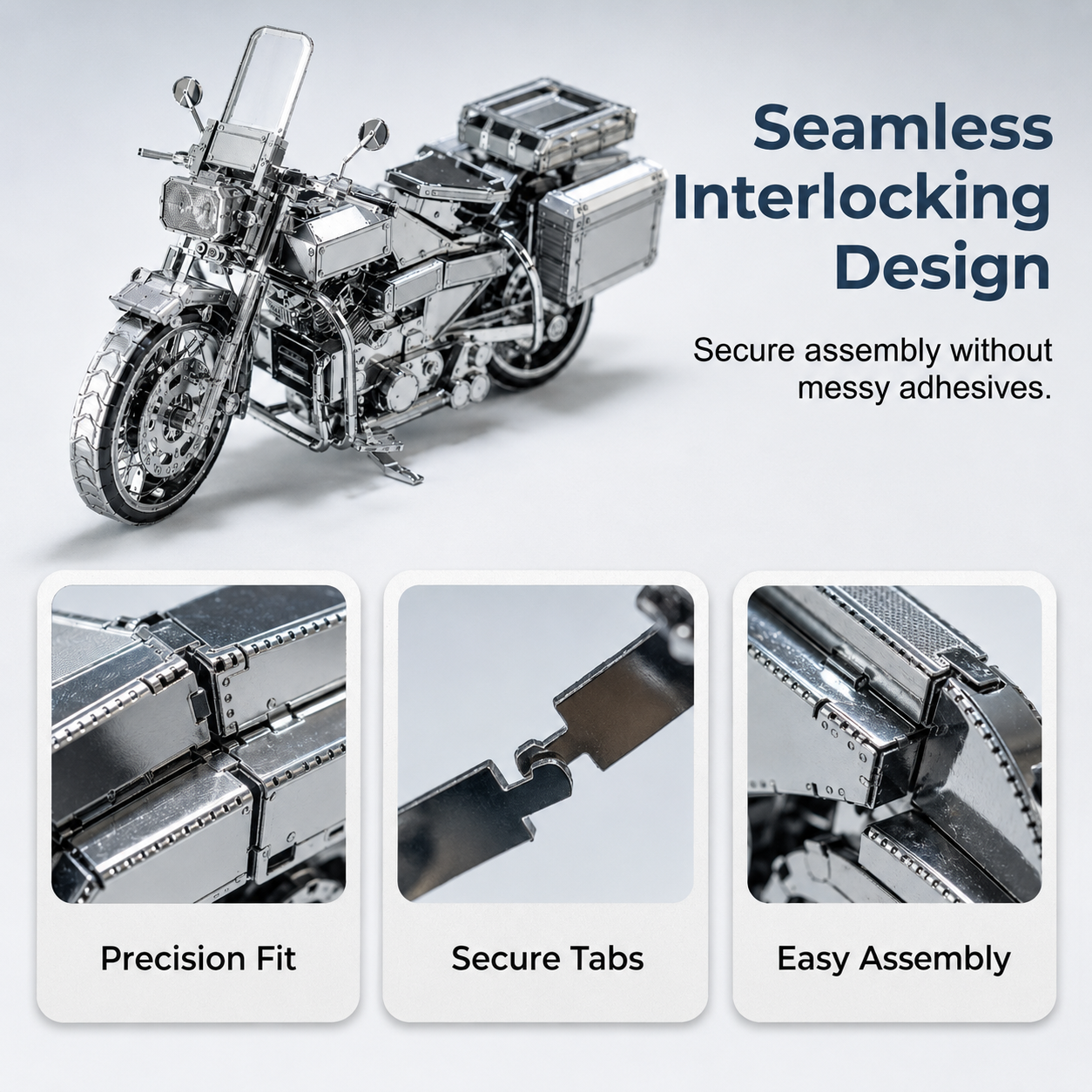 🔥Last Day 49% OFF - Silver Motorcycle 3D Metal Assembly Puzzle