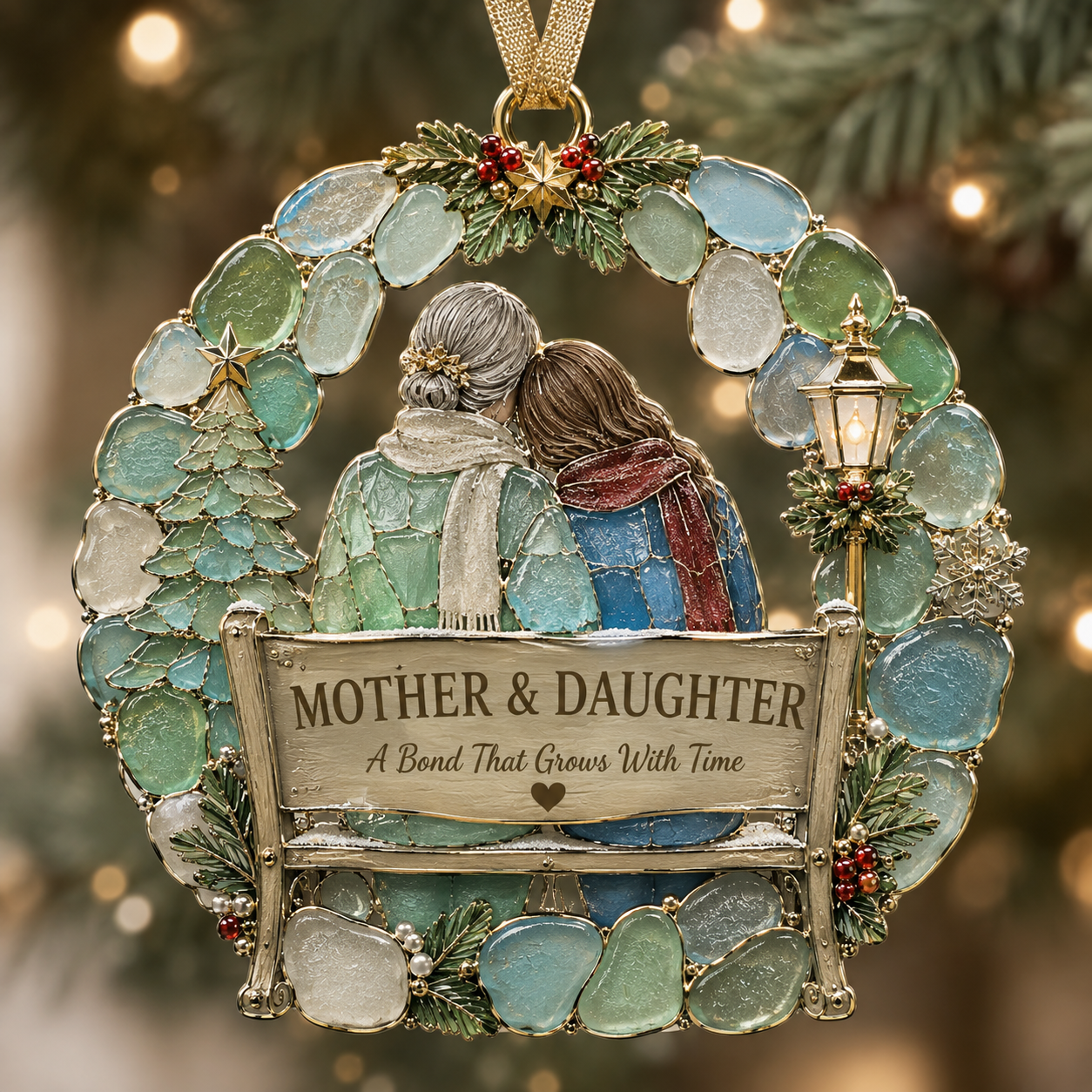 💙 Sea Glass Family & Friendship Christmas Ornament