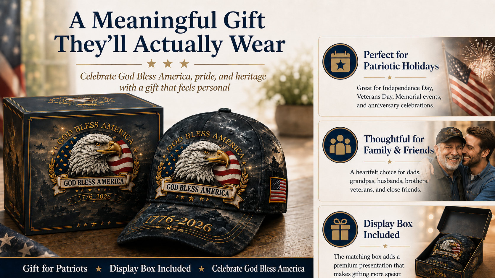 Patriotic cap gift for veterans and proud Americans