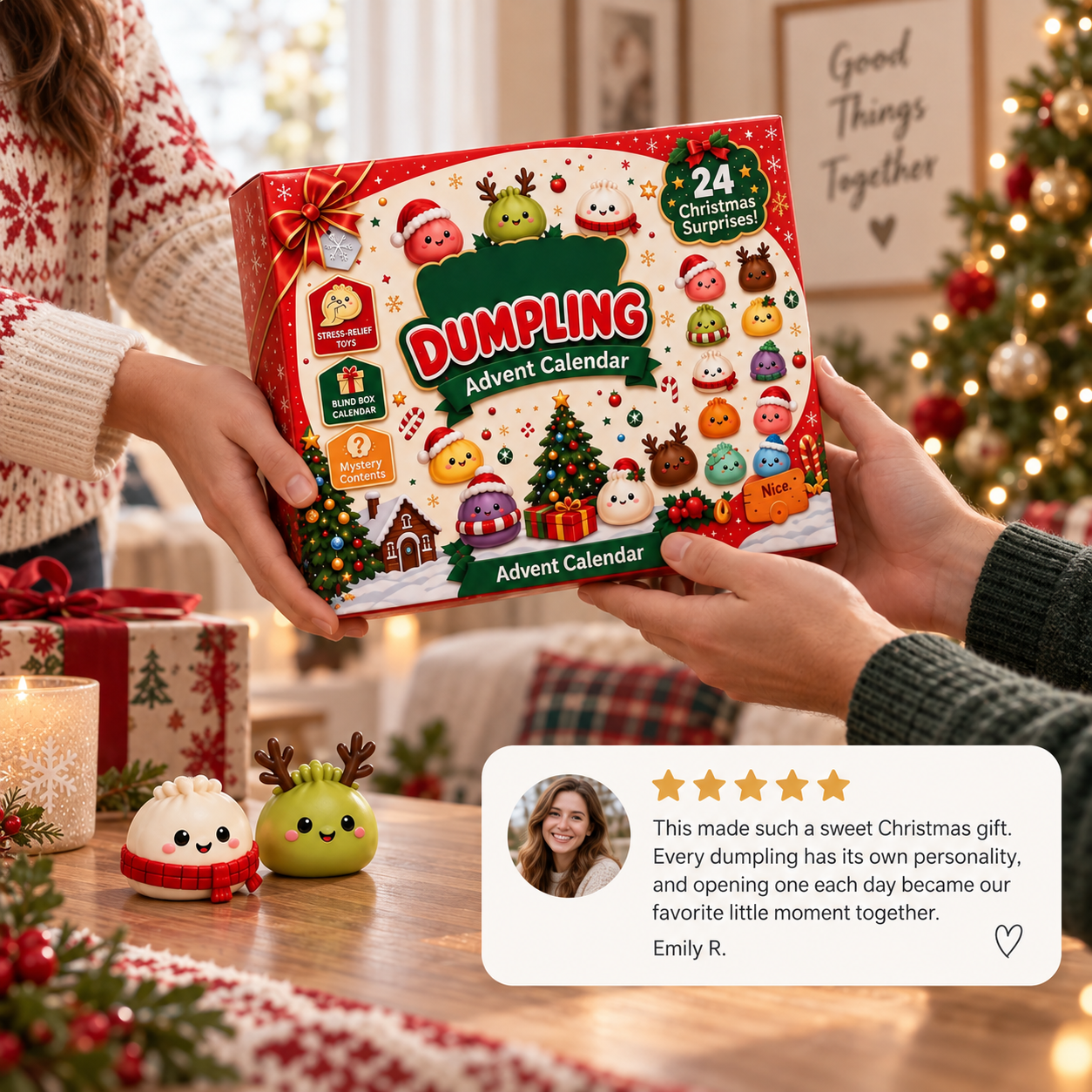 Cute dumpling Christmas characters