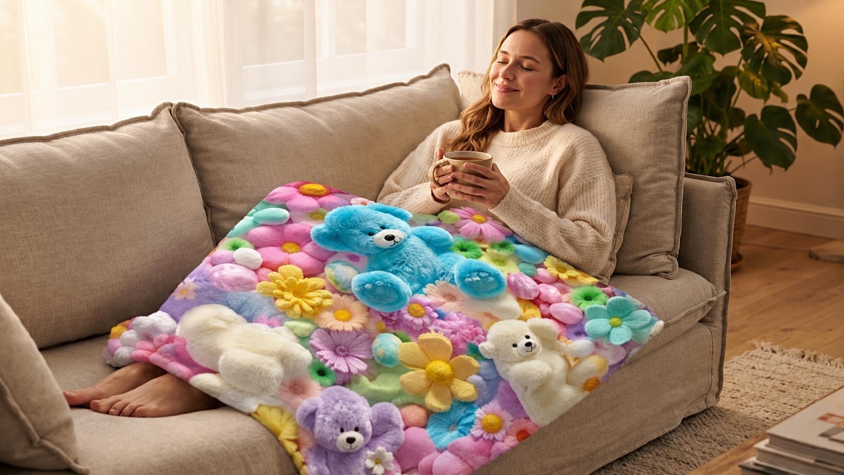 Cute Plush 3D Throw Blanket