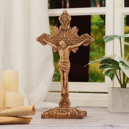 St. Benedict Exorcism Cross carved - Bless you and your family
