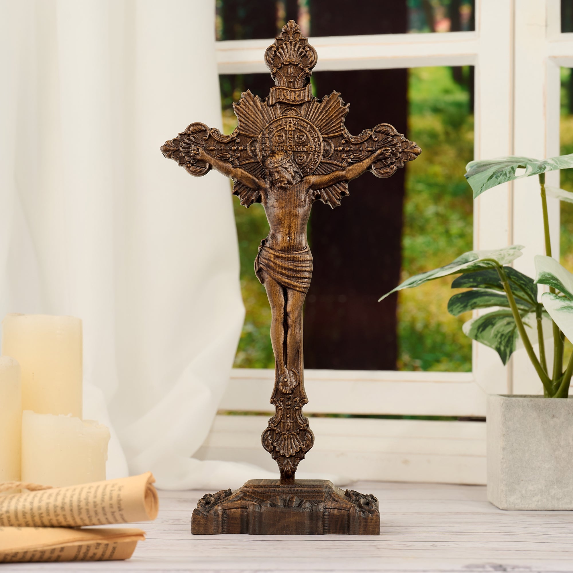 St. Benedict Exorcism Cross carved - Bless you and your family