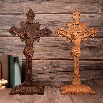St. Benedict Exorcism Cross carved - Bless you and your family