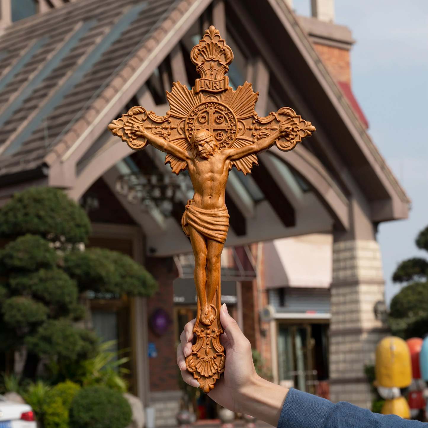 St. Benedict Exorcism Cross carved - Bless you and your family
