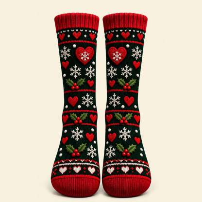 Old Naughty Santa Couples Middle Tube Socks - Personalized Christmas Gifts For Couples
