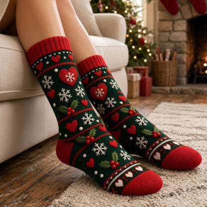 Old Naughty Santa Couples Middle Tube Socks - Personalized Christmas Gifts For Couples