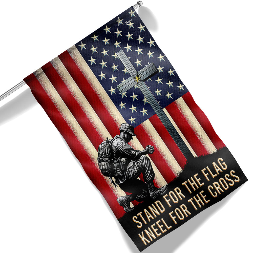 American Flag with Cross Veterans Day Christ Flag  3-Day Shipping