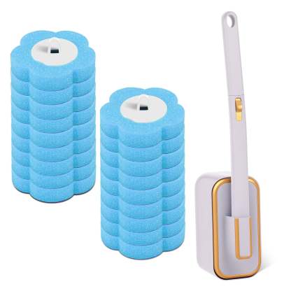 18/24Pcs Disposable Toilet Brush Cleaner WC Replacement Sponge Pad Toilet Cleaning Brush Refills Bathroom cleaning accessories