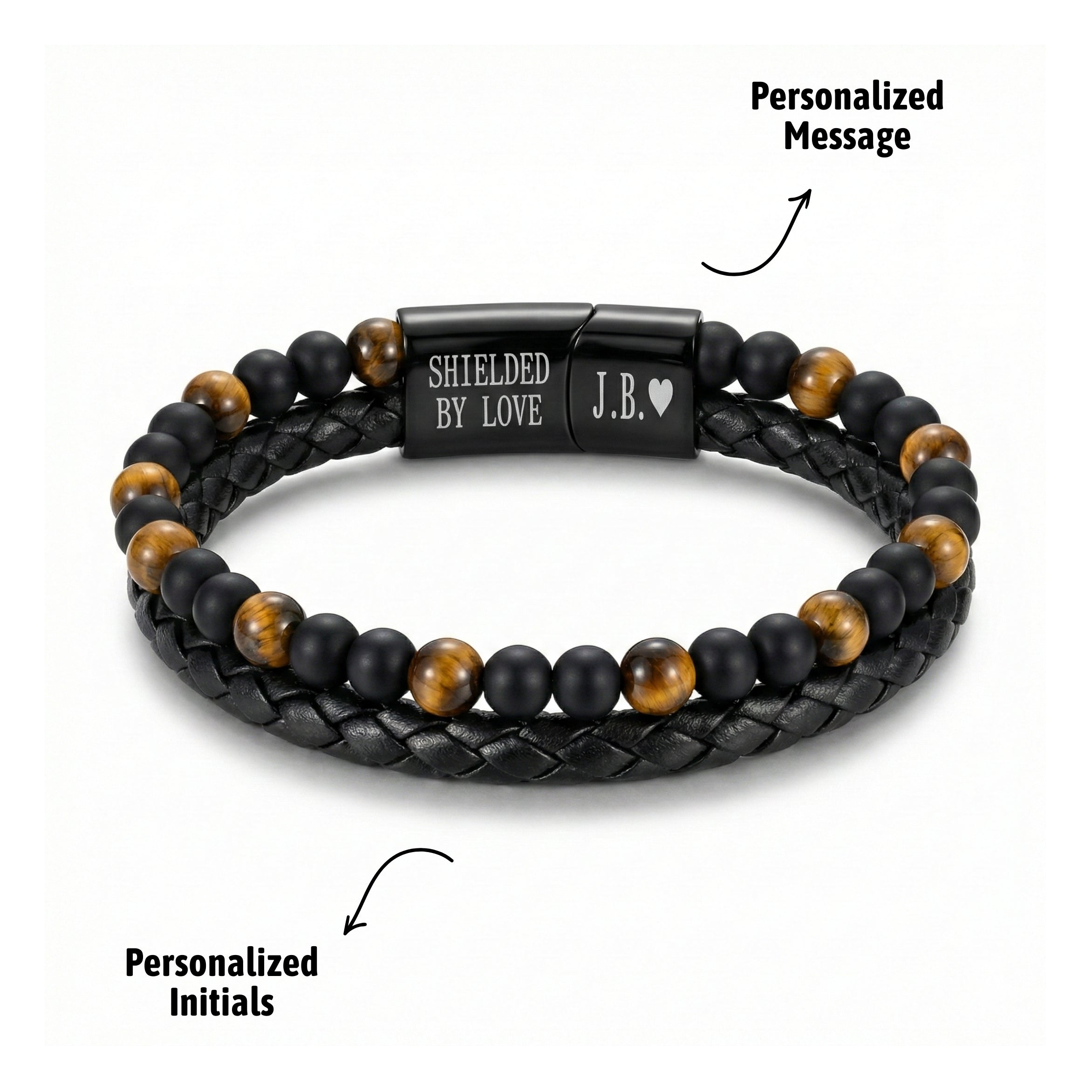 Engraved Tiger Eye Son Bracelet