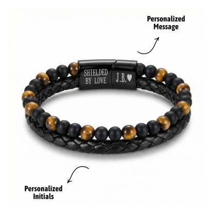 Engraved Tiger Eye Son Bracelet