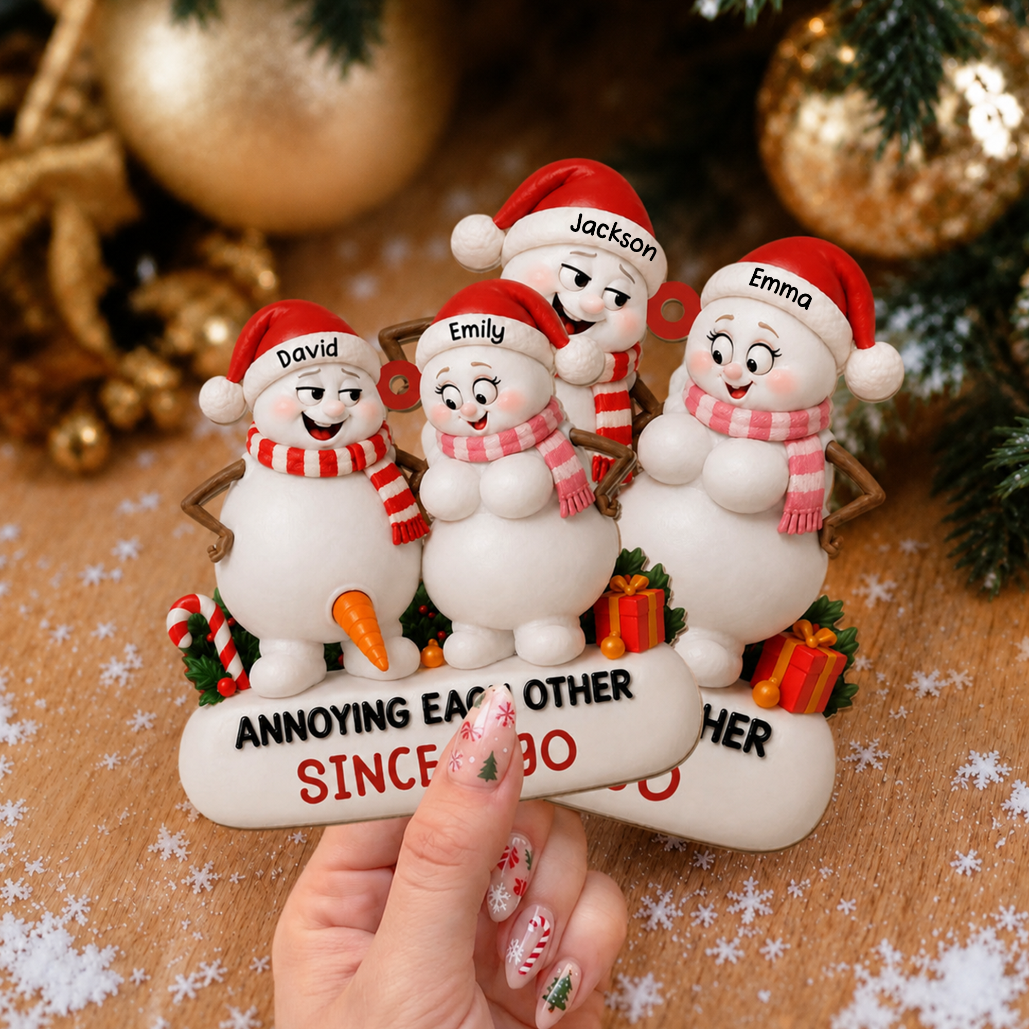 Personalized Snowman Couple Ornament – Annoying Each Other Since Custom Names & Year Gift