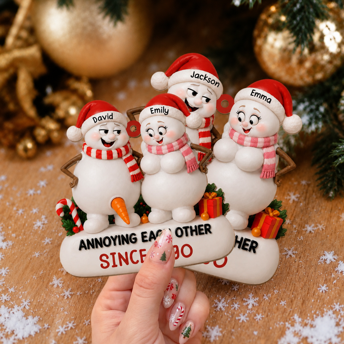 Personalized Snowman Couple Ornament – Annoying Each Other Since Custom Names & Year Gift
