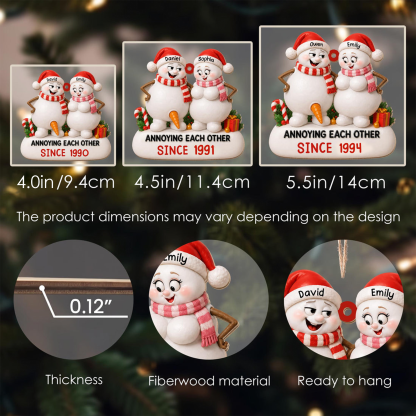 Personalized Snowman Couple Ornament – Annoying Each Other Since Custom Names & Year Gift
