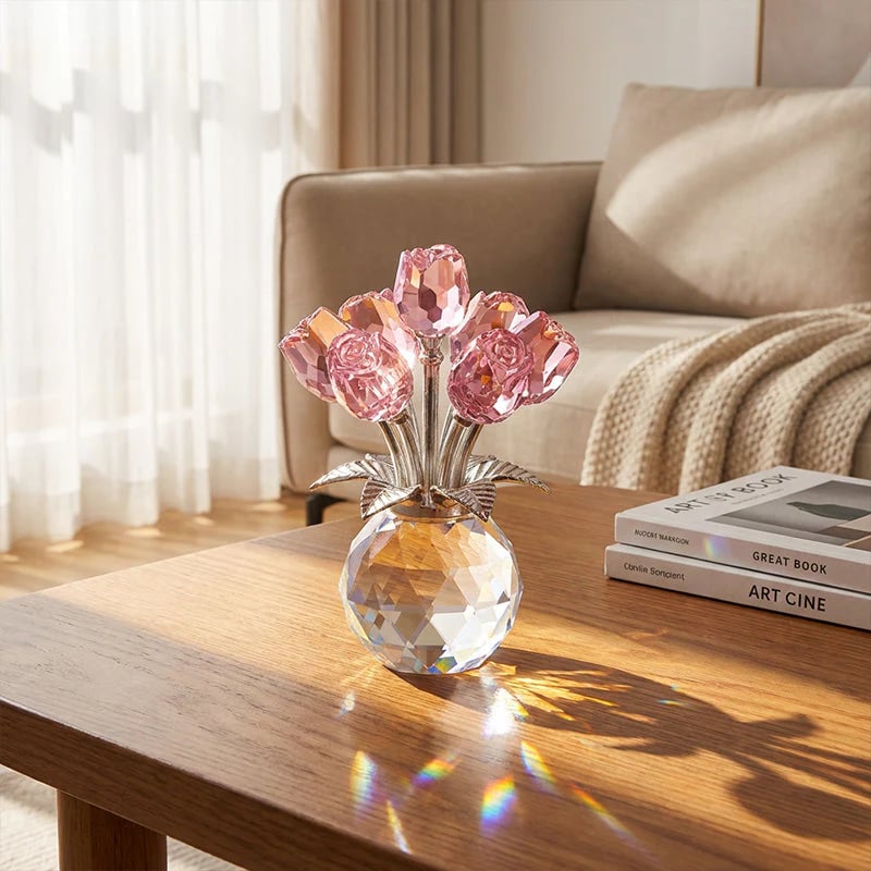 🌹 Mother's Day 49% OFF ! ⚡ Everlasting Crystal Rose Flower Figurine in Vase – Sparkling Crystal Craft, Eternal Flower Design, Exquisite Vase Set & Elegant Home Decor 💎