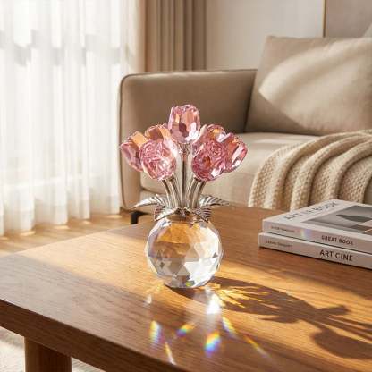 🌹 Mother's Day 49% OFF ! ⚡ Everlasting Crystal Rose Flower Figurine in Vase – Sparkling Crystal Craft, Eternal Flower Design, Exquisite Vase Set & Elegant Home Decor 💎