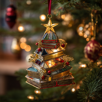 Book Lover’s Christmas Tree Ornament – Stacked Books Holiday Decoration