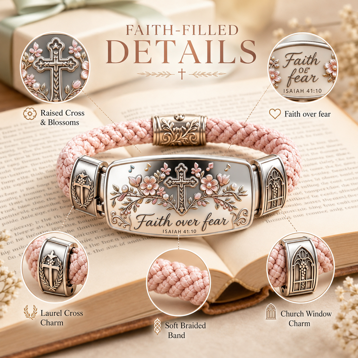 Faith bracelet centerpiece and side charms