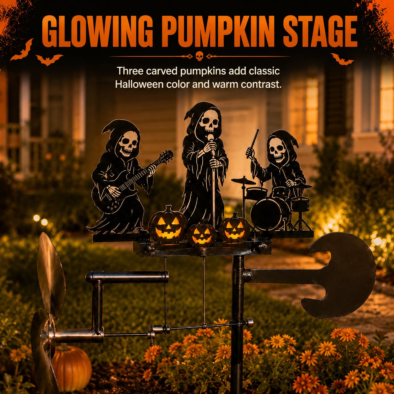 Halloween Reaper Rock Band Wind Spinner