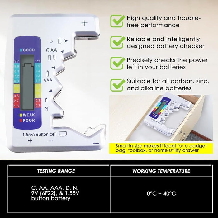 Digital Universal Battery Tester – LCD Battery Checker
