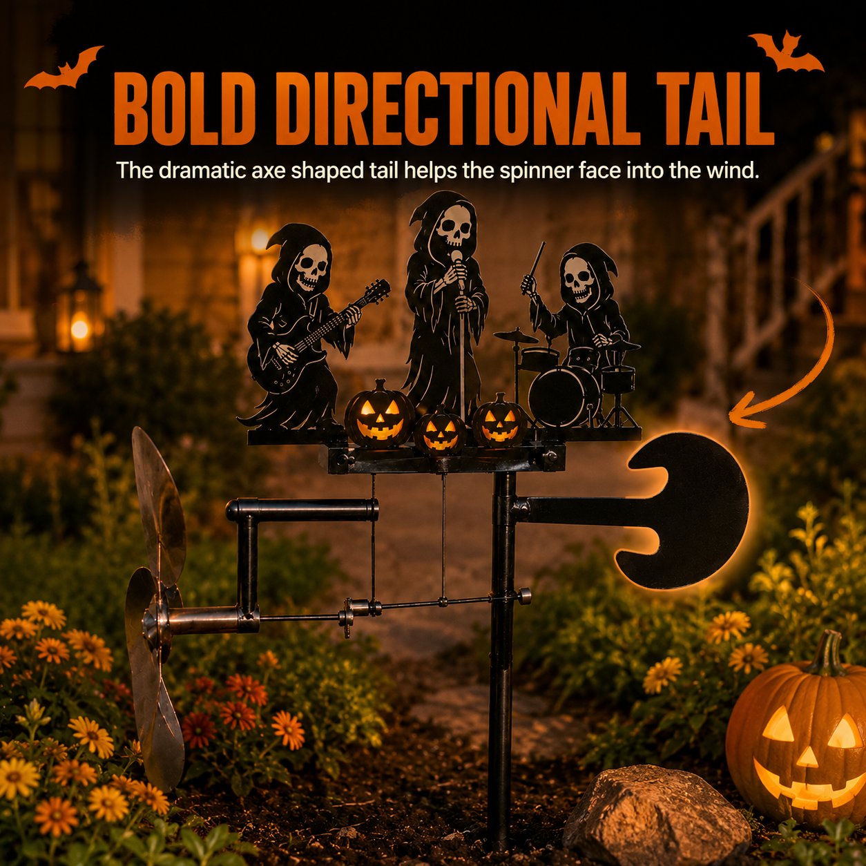 Halloween Reaper Rock Band Wind Spinner