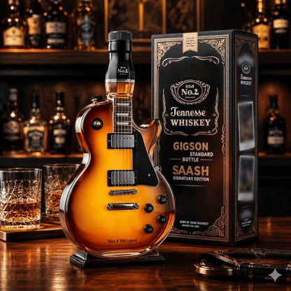🎁 Father’s Day  👨‍🎤🤘Appetite for Rock: Vintage Sunburst Guitar Figurine Spirit Bottle🎸✨