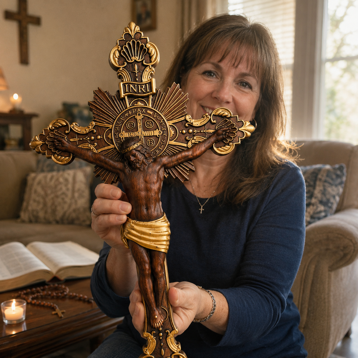 St. Benedict Exorcism Cross carved - Bless you and your family