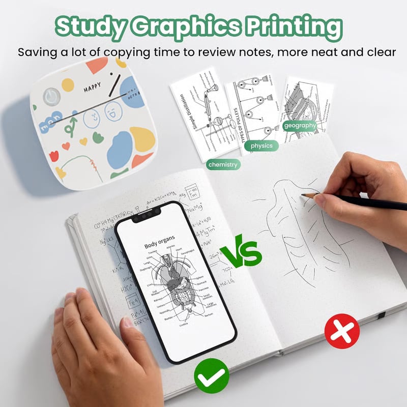 Top Christmas Gift 2025 🎅 XenGro Mini Portable Sticker Printer, Mini Thermal Printer with 3 Rolls Paper, Bluetooth Inkless Printpods, Pocket Label Maker Suitable for Creative Kids