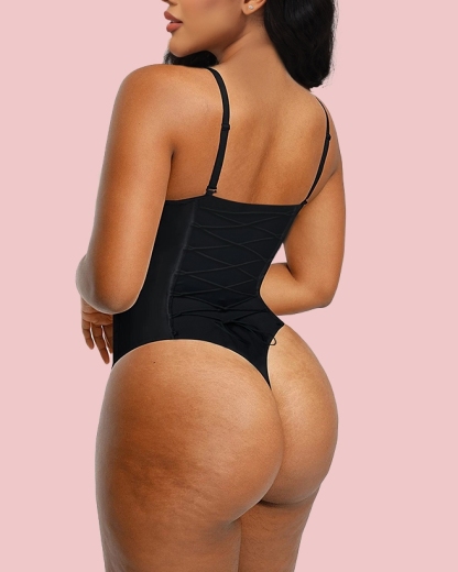 Back Lace-up Thong Seamless Shapewear Bodysuit