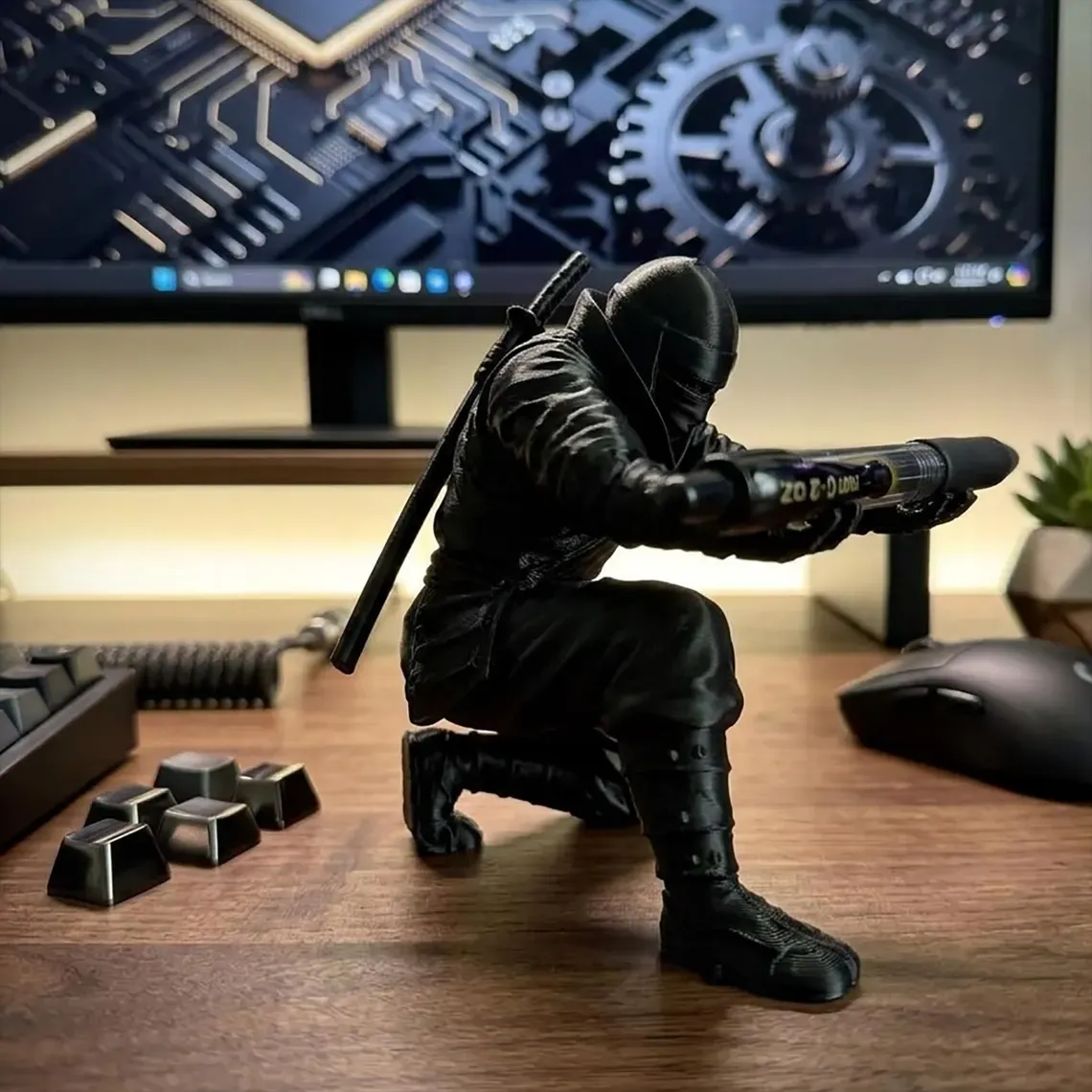 Ninja Warrior Pen Holder With Sword and Weapon Accessories