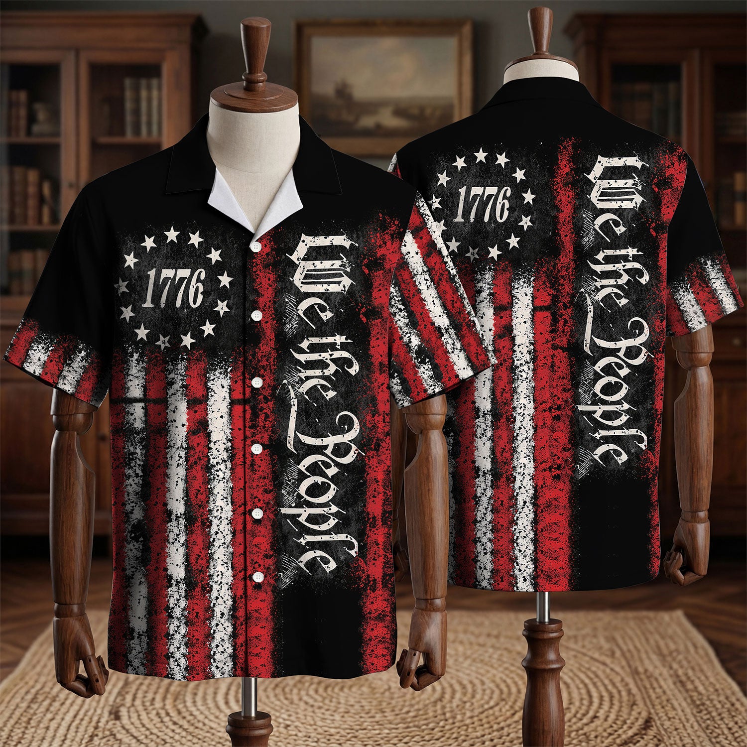 Black Distressed America 250th Anniversary We The People Patriotic Hawaiian Shirt