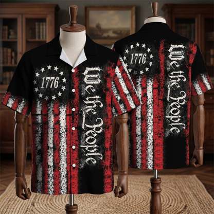 Black Distressed America 250th Anniversary We The People Patriotic Hawaiian Shirt