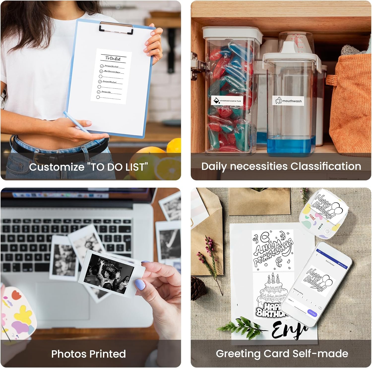 Top Christmas Gift 2025 🎅 XenGro Mini Portable Sticker Printer, Mini Thermal Printer with 3 Rolls Paper, Bluetooth Inkless Printpods, Pocket Label Maker Suitable for Creative Kids