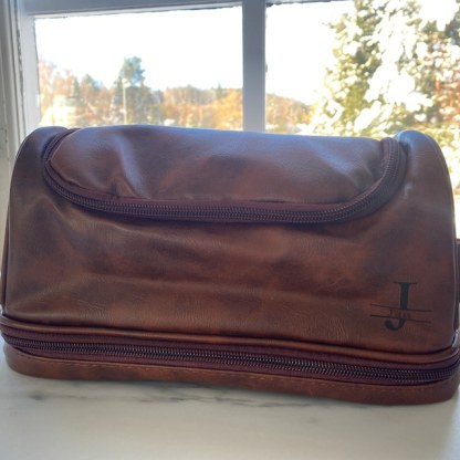 Personalized Leather Monogram Engraved Wash Bag for Unique & Love | JNSBag07