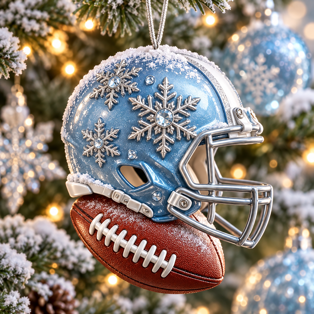 Blue Snowflake Helmet Ornament