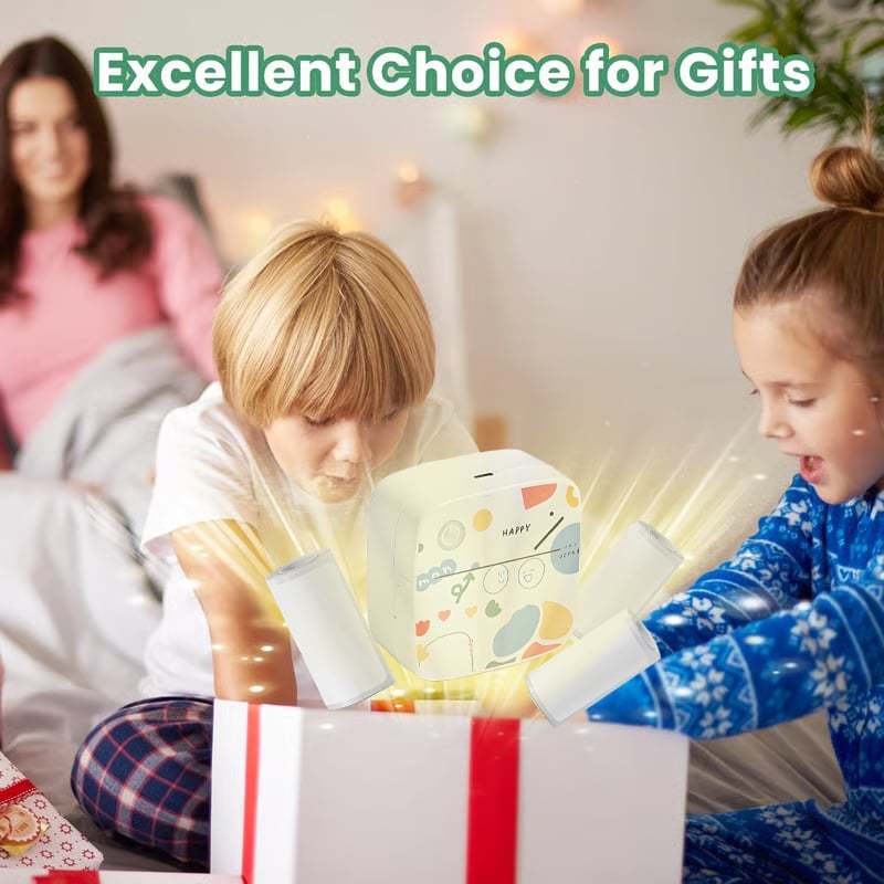 Top Christmas Gift 2025 🎅 XenGro Mini Portable Sticker Printer, Mini Thermal Printer with 3 Rolls Paper, Bluetooth Inkless Printpods, Pocket Label Maker Suitable for Creative Kids
